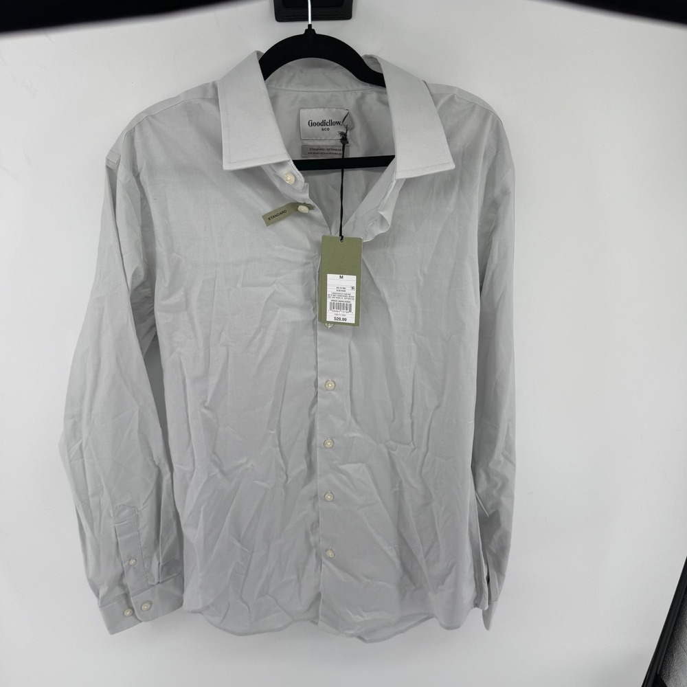 Goodfellow & Co Mens Standard Fit Long Sleeve Button Down Dress Shirt Blue M NEW